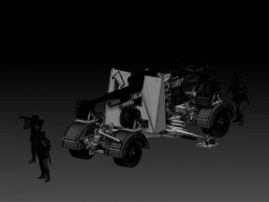 Flak 88 and soldiers 3D Print Model