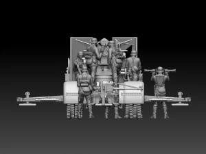 Flak 88 and soldiers 3D Print Model