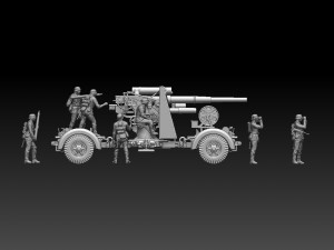 Flak 88 and soldiers 3D प्रिंट मॉडल