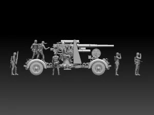Flak 88 and soldiers 3D Print Model