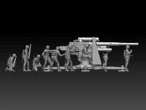 Flak 88 en soldaten 3D printmodel