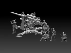 Flak 88 and soldiers 3D Print Model