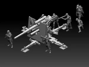 Flak 88 and soldiers 3D Print Model