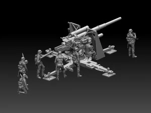 Flak 88 and soldiers 3D Print Model