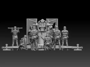 Flak 88 and soldiers 3D Print Model