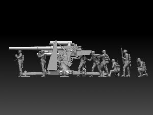 Flak 88 and soldiers 3D 프린트 모델