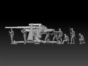Flak 88 and soldiers 3D Print Model