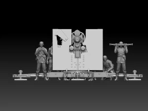 Flak 88 and soldiers 3D Print Model