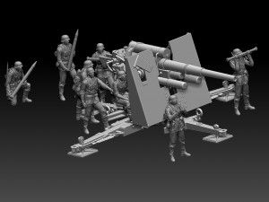 Flak 88 and soldiers 3D 프린트 모델