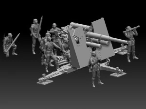 Flak 88 and soldiers 3D Print Model