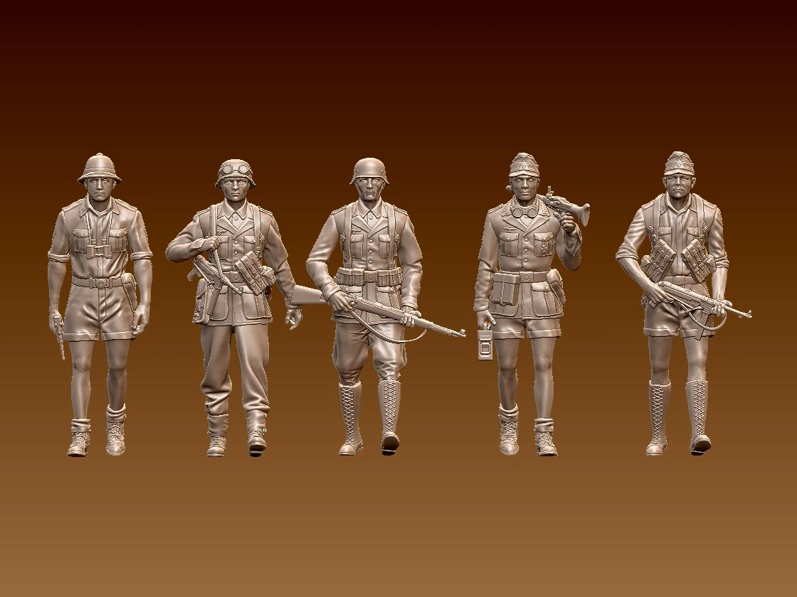 German soldiers Afrika Korps 3D Print Model .c4d .max .obj .3ds .fbx .stl .blend 