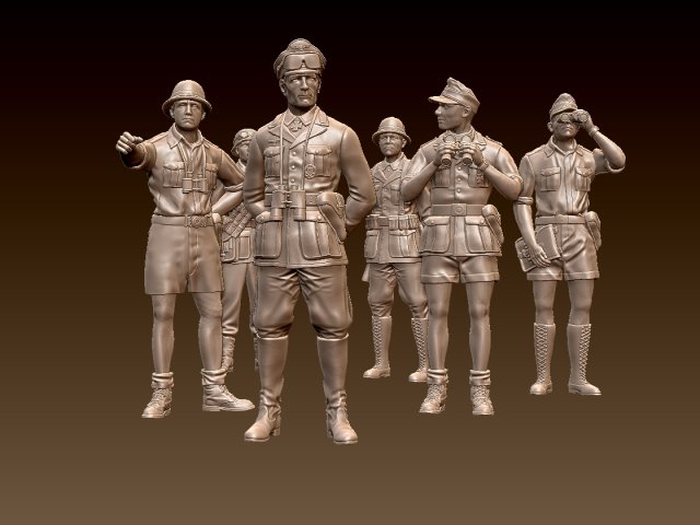 Rommel and German soldiers Afrika Korps 3D Print Model .c4d .max .obj .3ds .fbx .stl .blend