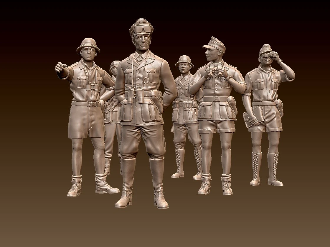 Rommel and German soldiers Afrika Korps 3D Print Model .c4d .max .obj .3ds .fbx .stl .blend 