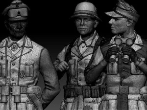 Rommel and German soldiers Afrika Korps 3D Print Model