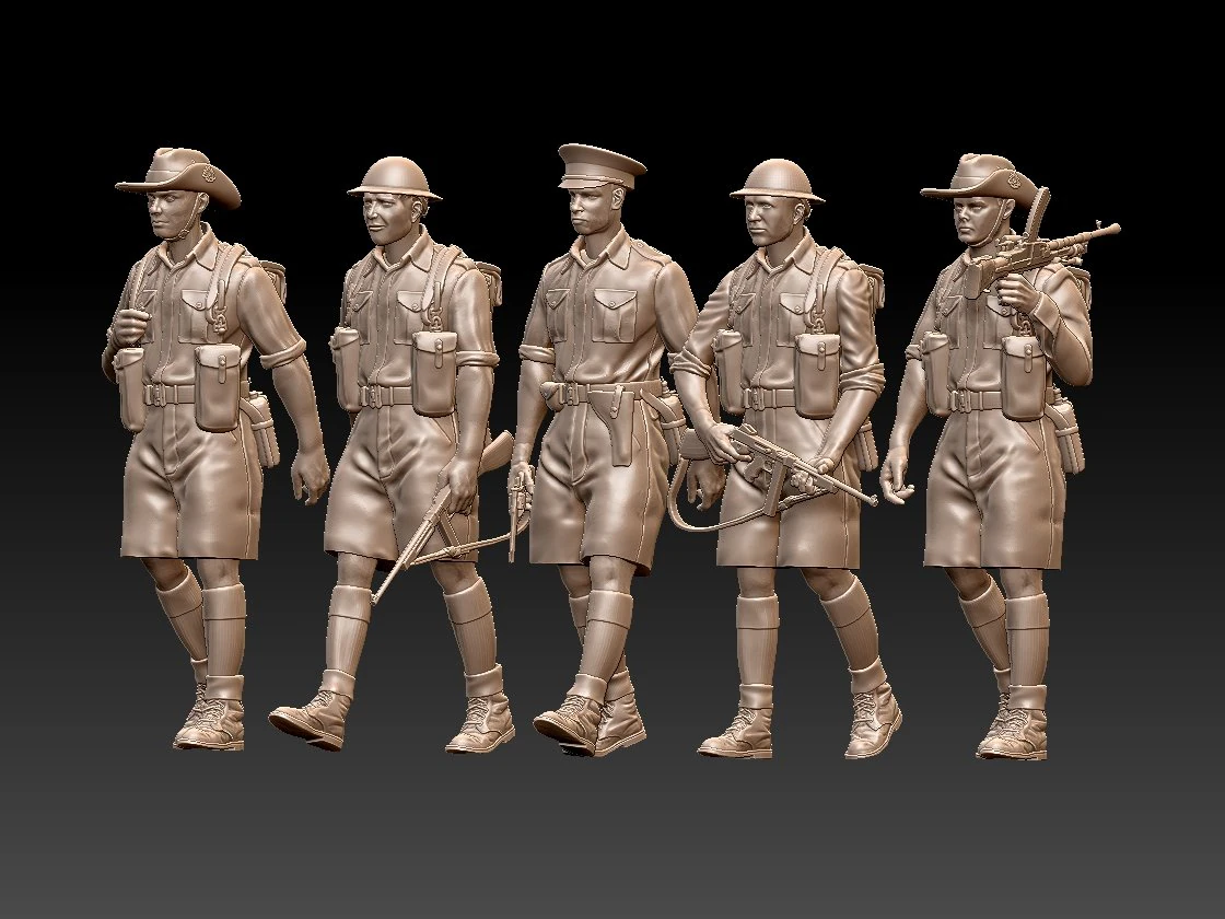 British Australia soldiers ww2 3D Print Model .c4d .max .obj .3ds .fbx .stl .blend 