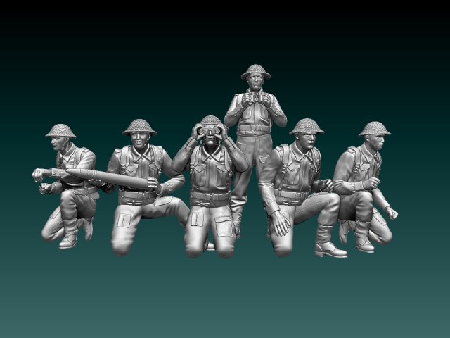 British soldiers ARTILLERY ww2 3D Print Model .c4d .max .obj .3ds .fbx .stl .blend