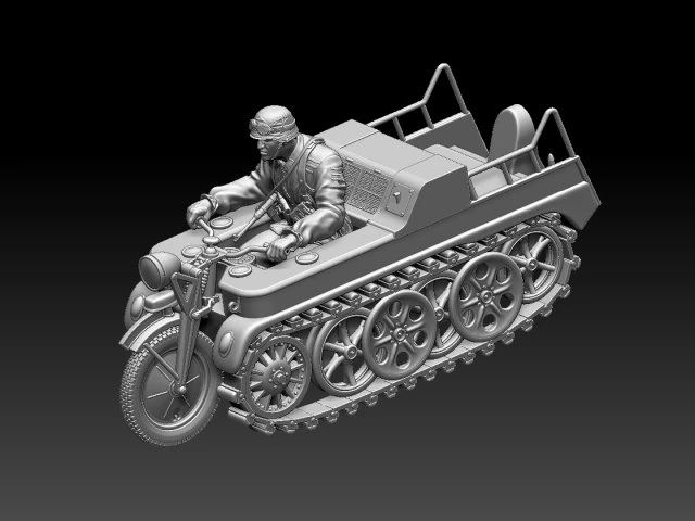 Kettenkrad SdKfz 2 Modelo de impresión 3D .c4d .max .obj .3ds .fbx .stl .blend