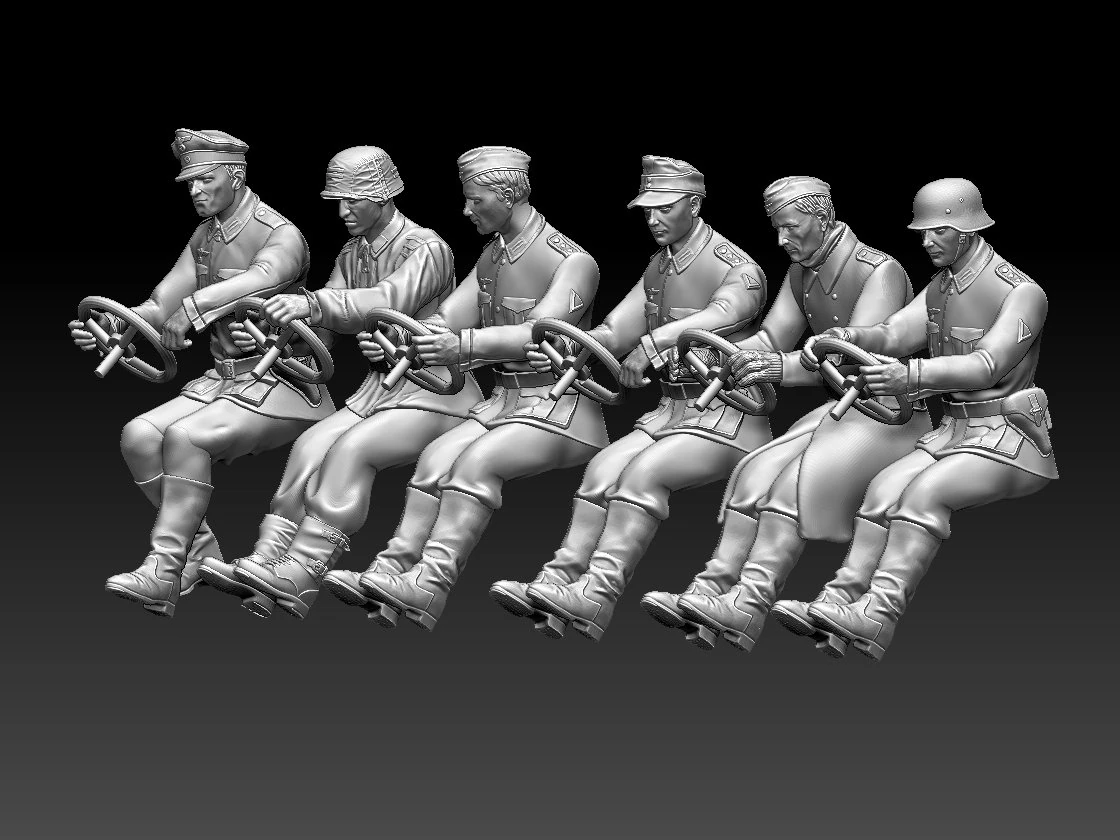 German drivers soldiers 3D Print Model .c4d .max .obj .3ds .fbx .stl .blend 