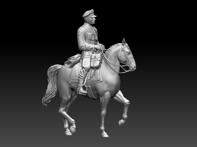 German officer rider 3D Print Model .c4d .max .obj .3ds .fbx .stl .blend 