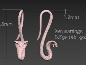 Earrings cobra 3D Print Model