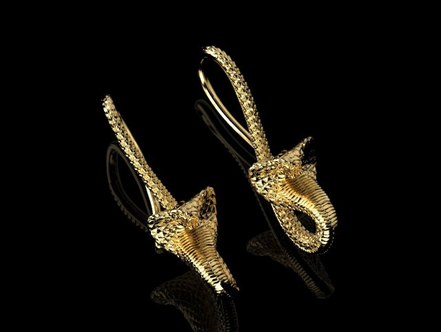 Earrings cobra 3D Print Model .c4d .max .obj .3ds .fbx .stl .blend 
