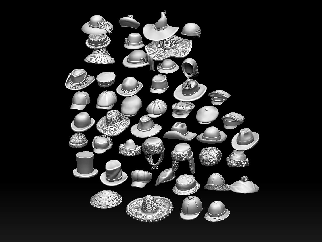 Hats and caps 3D Print Model .c4d .max .obj .3ds .fbx .stl .blend 