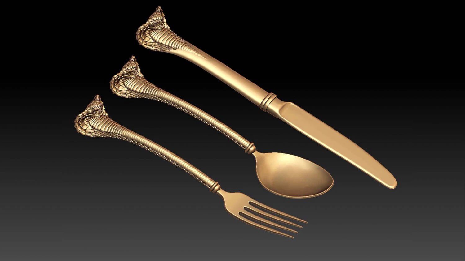 Fork spoon knife 3D Print Model .c4d .max .obj .3ds .fbx .stl .blend 