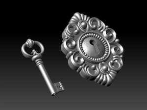Key and keyhole Modèles 3D en vedette