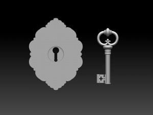 Key and keyhole Modèles 3D en vedette
