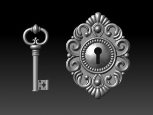 Key and keyhole Modèles 3D en vedette