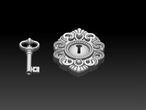 Key and keyhole Modèles 3D en vedette