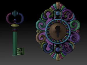 钥匙和锁孔 3D 打印模型