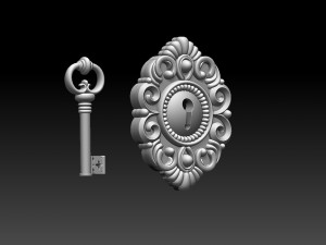 Key and keyhole Modèles 3D en vedette