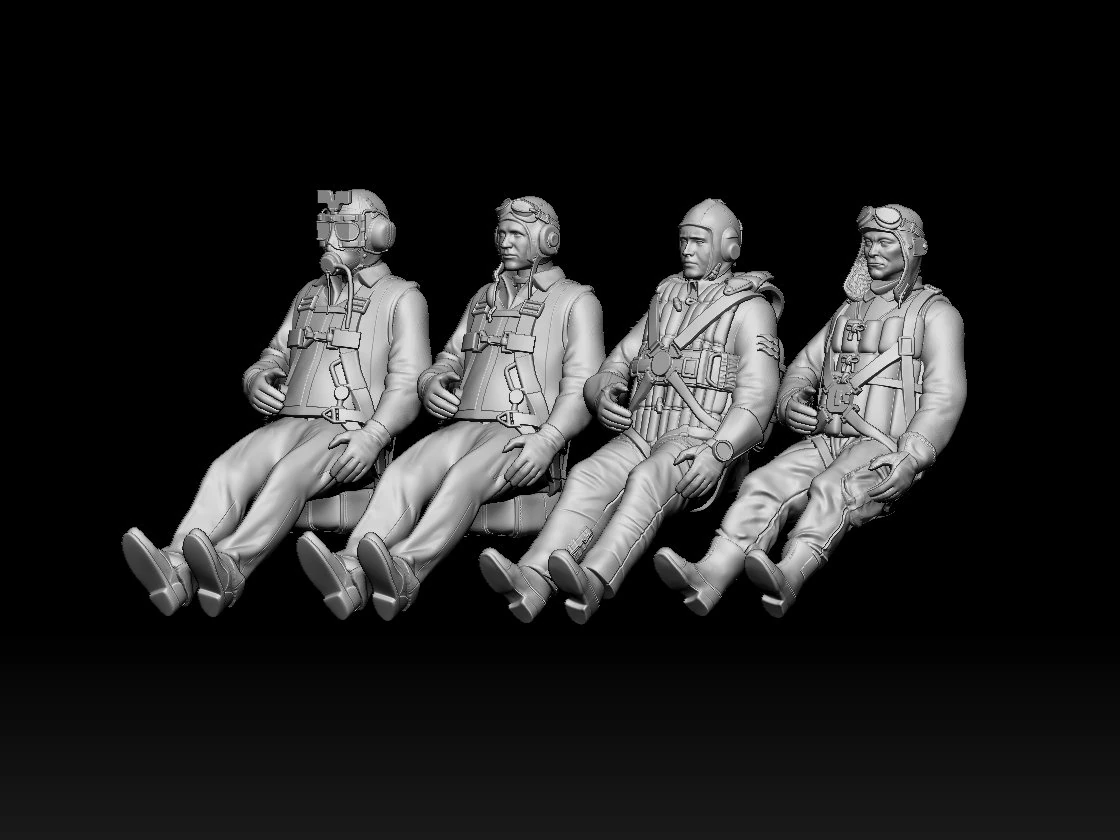 Pilots ww2 3D Print Model .c4d .max .obj .3ds .fbx .stl .blend 