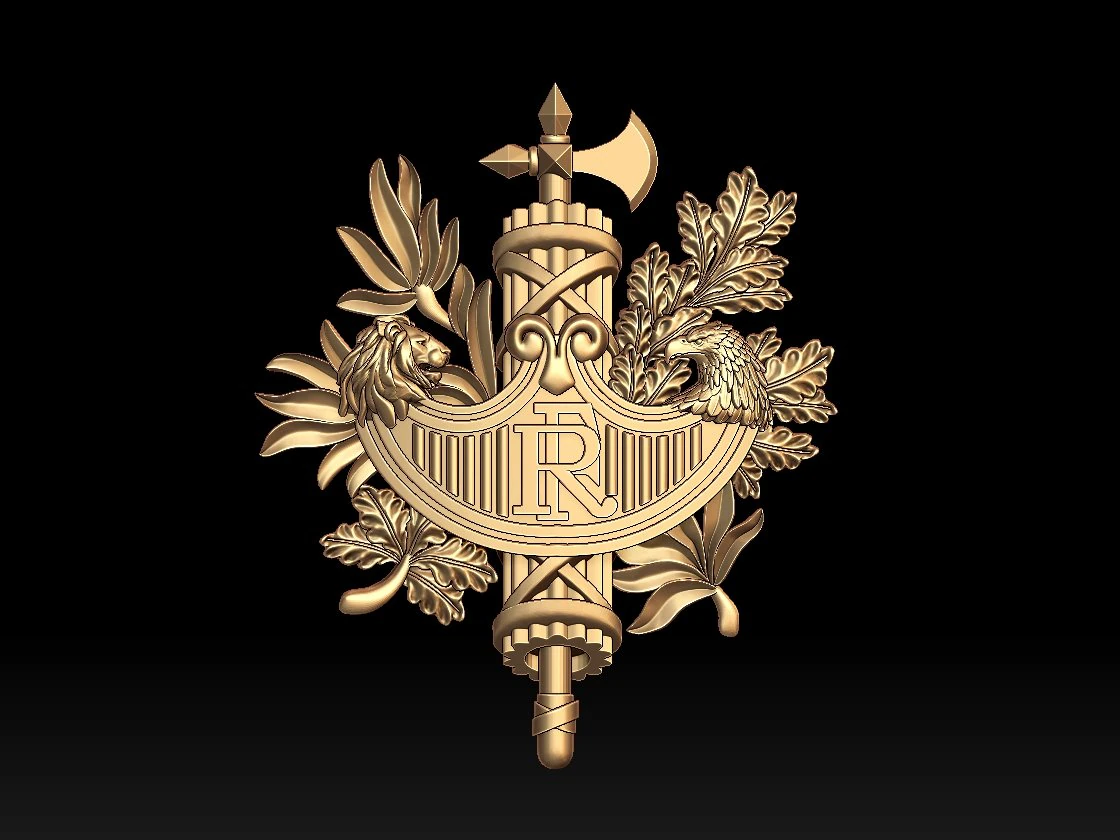 Coat of arms of France 3D Print Model .c4d .max .obj .3ds .fbx .stl .blend