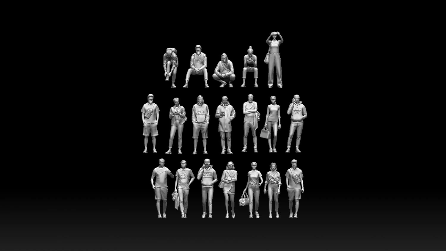Young people 3D Print Model .c4d .max .obj .3ds .fbx .stl .blend 
