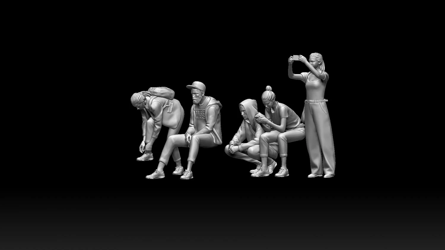 Young people 3D Print Model .c4d .max .obj .3ds .fbx .stl .blend