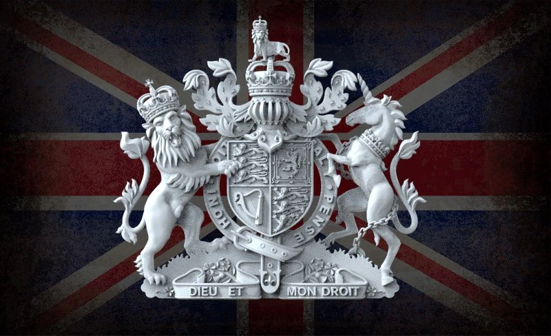 Coat of Arms of Great Britain 3D Print Model .c4d .max .obj .3ds .fbx .stl .blend 