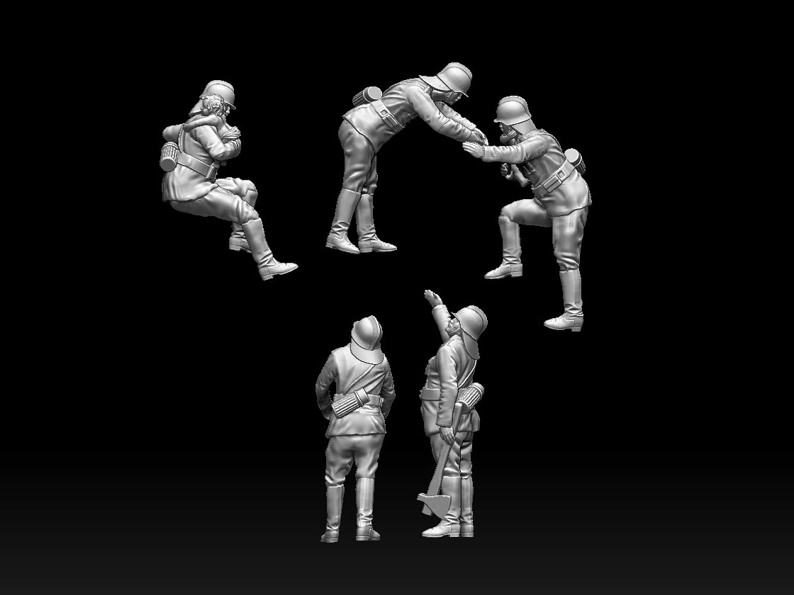 Firefighters 3D Print Model .c4d .max .obj .3ds .fbx .stl .blend 