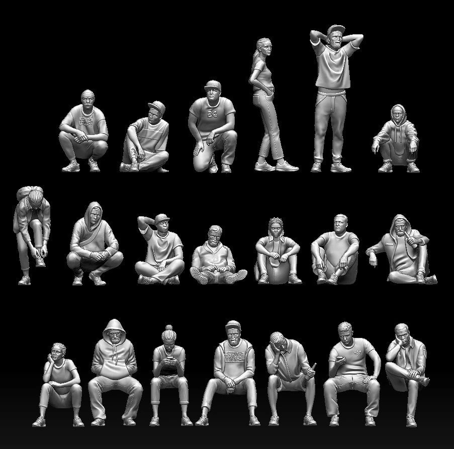 Young people 3D Print Model .c4d .max .obj .3ds .fbx .stl .blend 