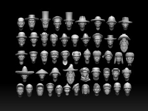 Male heads 3D-printmodel