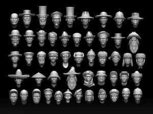 Male heads 3D Print Model