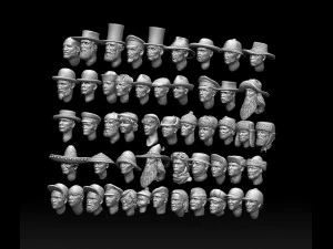 Male heads 3D Print Model