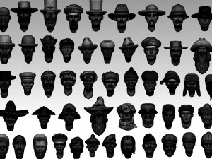 Male heads 3D Print Model