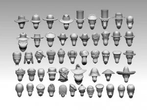 Male heads 3D Print Model