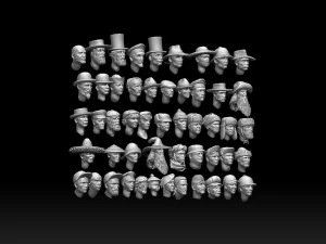 Male heads 3D Print Model