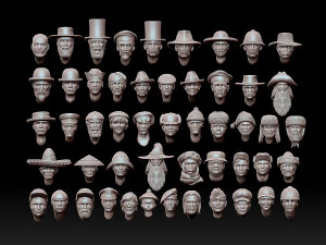 Male heads 3D Print Model