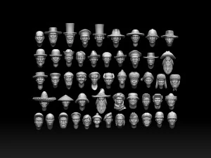 Male heads 3D Print Model