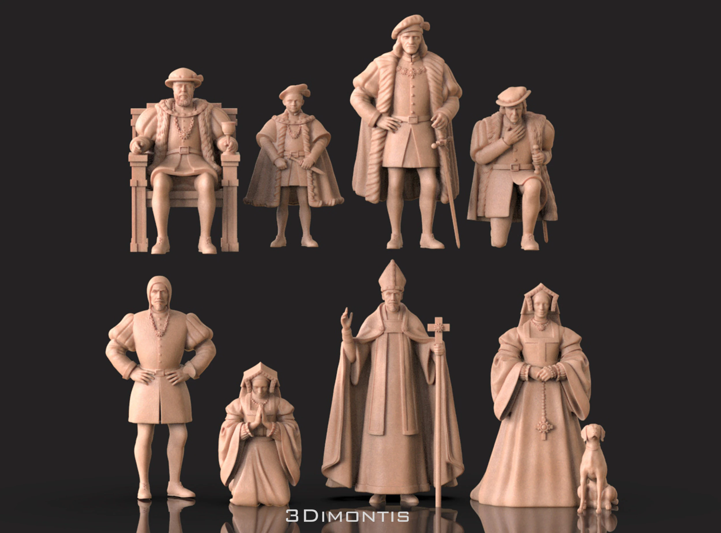 Medieval Nobility Clergy Figures Renaissance Royal Court STL 3D print model 3D Print Model .c4d .max .obj .3ds .fbx .stl .blend 