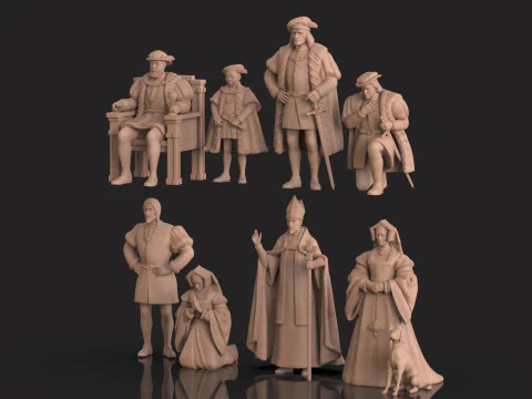 Medieval Nobility Clergy Figures Renaissance Royal Court STL 3D print model 3D Print Model